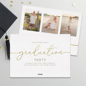Minimalistische Afstuderen Gold Script-fotocollage Folie Uitnodiging