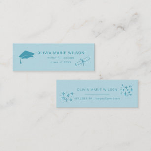 Minimalistische Afstuderen Icon Naam Kaart Blauw Mini Visitekaartje