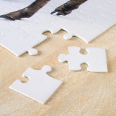 Minimalistische Alpine Chamois berggeit op sneeuw Legpuzzel (Zijkant)