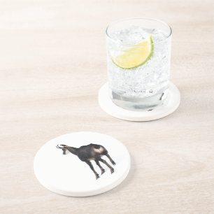 Minimalistische Alpine Chamois berggeit op sneeuw Zandsteen Onderzetter