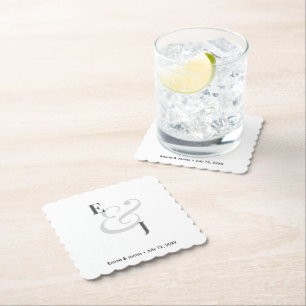 Minimalistische Ampersand Bruiloft Cocktail Kartonnen Onderzetters