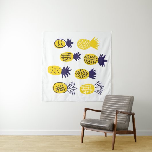 Minimalistische ananas, kleurrijk abstract design. wandkleed (In Situ (horizontaal))