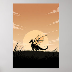 Minimalistische Anime Draak Poster