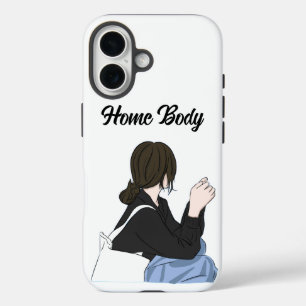 Minimalistische Anime Meisje Witte iPhone Hoes