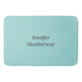 Minimalistische aqua blue aangepaste naam badmat (Voorkant)