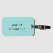 Minimalistische aqua blue aangepaste naam bagagelabel (Voorkant (horizontaal))