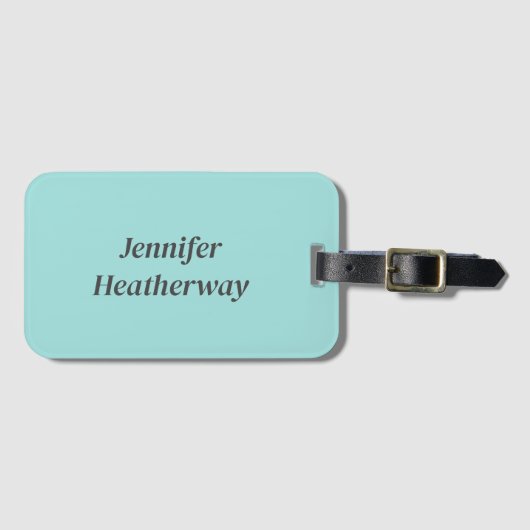 Minimalistische aqua blue aangepaste naam bagagelabel (Voorkant (horizontaal))