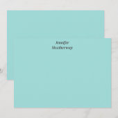 Minimalistische aqua blue aangepaste naam bedankkaart (Voorkant / Achterkant)