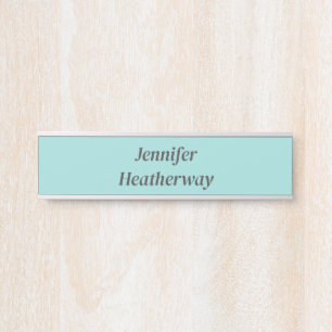 Minimalistische aqua blue aangepaste naam deurbordje