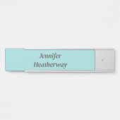 Minimalistische aqua blue aangepaste naam deurbordje (Voorkant)