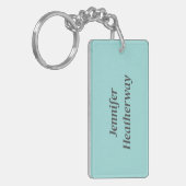 Minimalistische aqua blue aangepaste naam sleutelhanger (Voorkant Links)