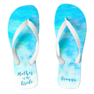 Minimalistische Aqua Blue Gradient Moeder van de B Teenslippers