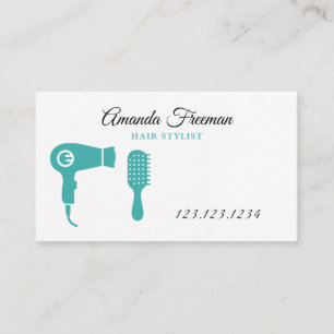Minimalistische Aqua en Black Hair Stylist Visitekaartje