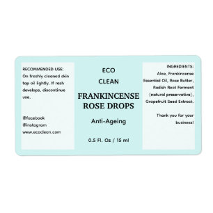 Minimalistische Aqua Oil Dropper productlabel Etiket