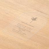 Minimalistische Arch Palm Tree Line Art Elegante b Acryl Uitnodigingen (Laagn)