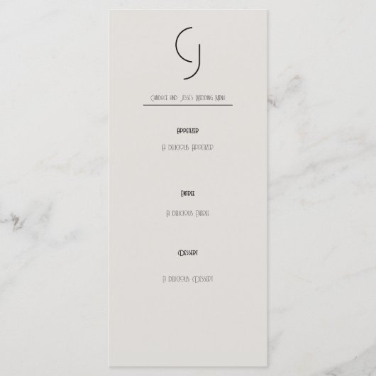 Minimalistische Art Deco bruiloft belangrijkste ui Menu (Voorkant)