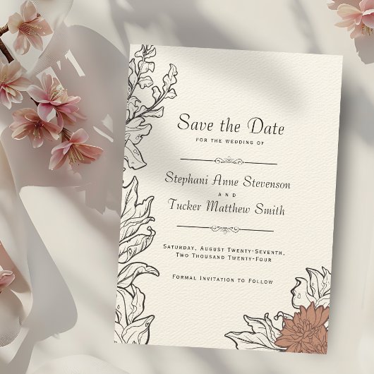minimalistische Art Nouveau bruiloft Save The Date
