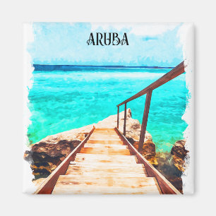 Minimalistische Aruba Caribische tropische vakanti Magneet