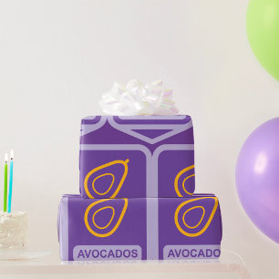 Minimalistische avocado-badge in Paarse en gouden Cadeaupapier