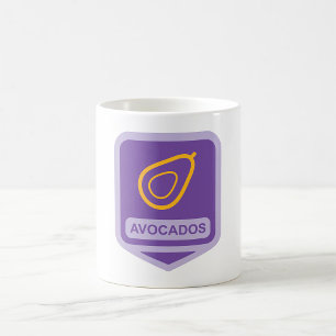 Minimalistische avocado-badge in Paarse en gouden  Koffiemok