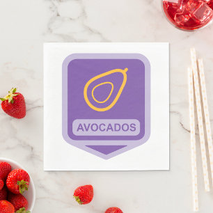 Minimalistische avocado-badge in Paarse en gouden  Servet