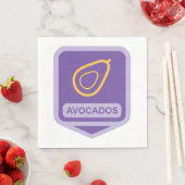 Minimalistische avocado-badge in Paarse en gouden  Servet (Insitu)