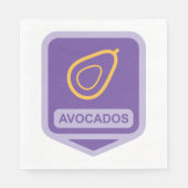 Minimalistische avocado-badge in Paarse en gouden  Servet (Voorkant)