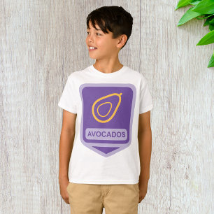 Minimalistische avocado-badge in Paarse en gouden  T-shirt