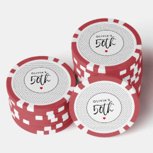 Minimalistische B & W geometrische 50ste verjaarda Poker Chips