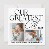 Minimalistische Baby aankondiging 4 Foto Kerstmis (Voorkant)