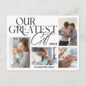 Minimalistische Baby Aankondiging 5 Foto Kerstmis (Voorkant)