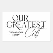 Minimalistische Baby-aankondiging Kerstmis Rechthoekige Sticker (Voorkant)