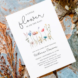 Minimalistische baby shower met wilde bloemen met  kaart