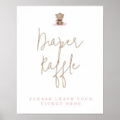 Minimalistische Baby shower Teddy Bear Diaper Raff Poster (Voorkant)