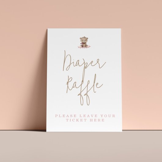 Minimalistische Baby shower Teddy Bear Diaper Raff Poster