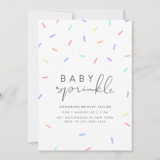 Minimalistische Baby Sprinkle Shower uitnodiging (Voorkant)