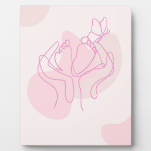 Minimalistische Baby-voetlijnkunst met vlinder Fotoplaat