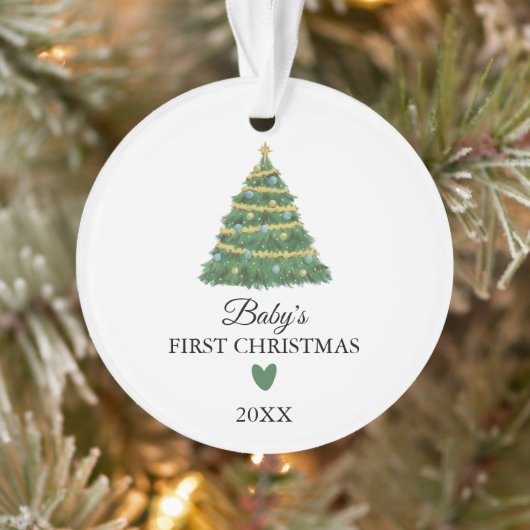 Minimalistische Baby's Eerste Kerstfoto Ornament (Boom)