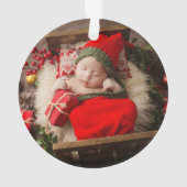 Minimalistische Baby's Eerste Kerstfoto Ornament (achterkant)