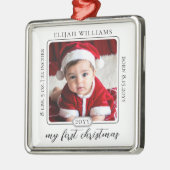 Minimalistische baby's eerste Kerstmis Geboorte St Metalen Ornament (Links)