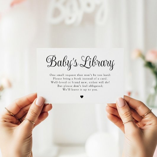 Minimalistische "Baby's Library" Baby shower Kaart