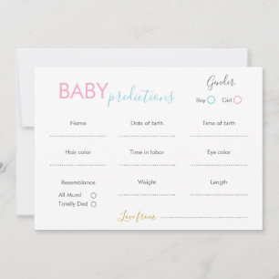 Minimalistische babyvoorspellingenkaart kaart