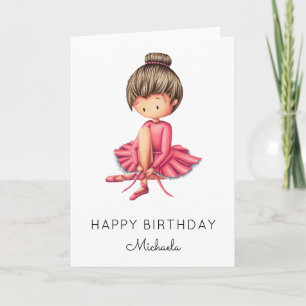 Minimalistische Ballerina Pink Tutu Girl Verjaarda Kaart
