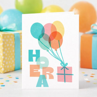 Minimalistische Ballonnen Cadeau Hoera Verjaardag Kaart