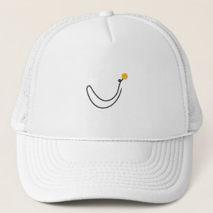 Minimalistische banaan éénlijnige kunst met gele z trucker pet
