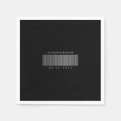 Minimalistische barcode Chic: zwart & wit bruiloft Servet (Voorkant)