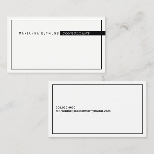 Minimalistische Basic Consultant, Elegant Wit Visitekaartje (Voorkant / Achterkant)