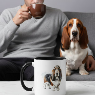 Minimalistische Basset Hound-waterverf Mok