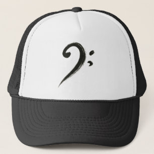 Minimalistische bassleutel – Inktkwast muzieksymbo Trucker Pet