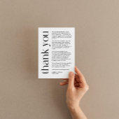 Minimalistische bedankkaart met gedurfde typografi